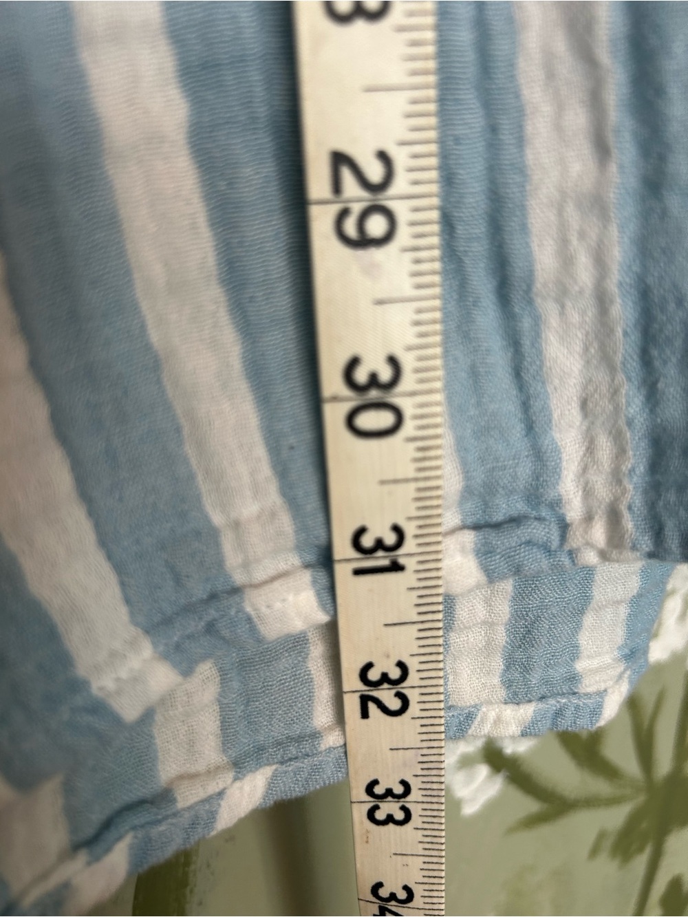 Blue & White Striped Puffed Sleeve Gauze Dress - Picture 4 of 7